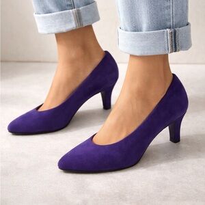 Vintage 80s Purple Suede Pumps | Almond Toe Retro Heels | Size 8